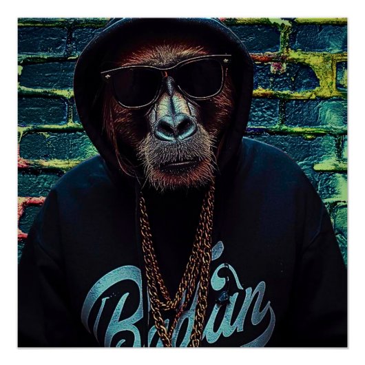 Urban Gorilla – Street Style Canvas Art Print Poster (Vorderseite)