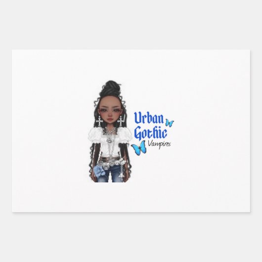 Urban Gothic Vampires Gift Wrap 8 Geschenkpapier Set (Vorderseite)