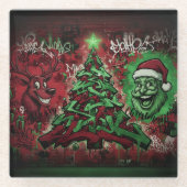Urban Graffiti Christmas Holiday Glasuntersetzer (Vorderseite)