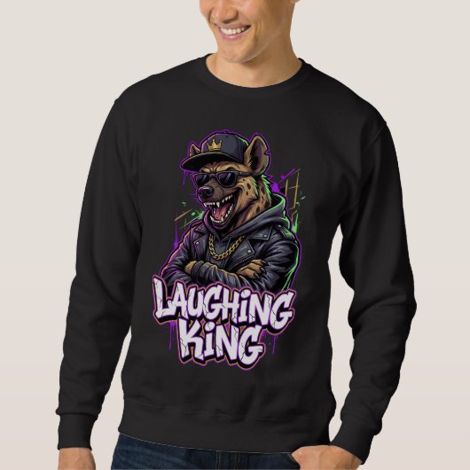 Urban Graffiti Hyena Laughing King Wall Art Sweatshirt (Vorderseite)