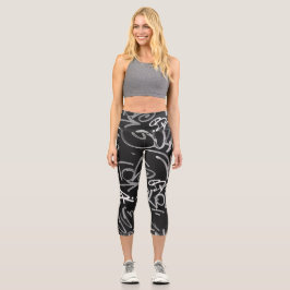 Urban Graffiti Monochrome Art Capri Leggings