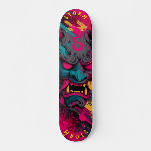 Urban Graffiti Oni Mask - Anpassbare Skate Deck Skateboard (Vorne)