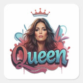 Urban Graffiti Queen Quadratischer Aufkleber (Vorderseite)