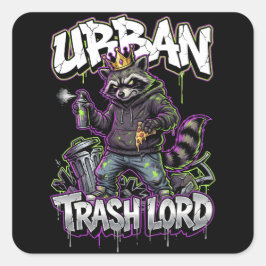 Urban Graffiti Raccoon Trash Lord Wall Art Quadratischer Aufkleber