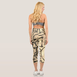 Urban Graffiti Sepia Style Capri Leggings