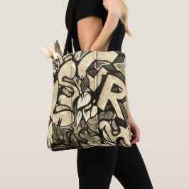 Urban Graffiti Sepia Style Tote Bag Tasche
