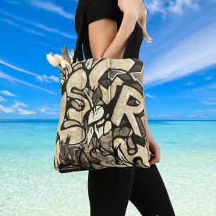 Urban Graffiti Sepia Style Tote Bag Tasche