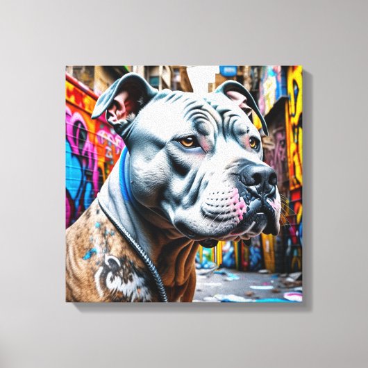 Urban Graffiti Street Art Brindle Pitbull Lover Leinwanddruck (Vorderseite)