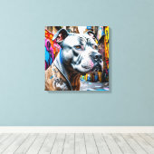 Urban Graffiti Street Art Brindle Pitbull Lover Leinwanddruck (Insitu (Holzboden))