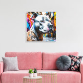 Urban Graffiti Street Art Brindle Pitbull Lover Leinwanddruck (Insitu (Wohnzimmer))