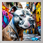 Urban Graffiti Street Art Brindle Pitbull Lover Poster (Vorne)