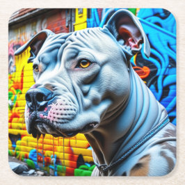Urban Graffiti Street Art City Pitbull Lover Rechteckiger Pappuntersetzer