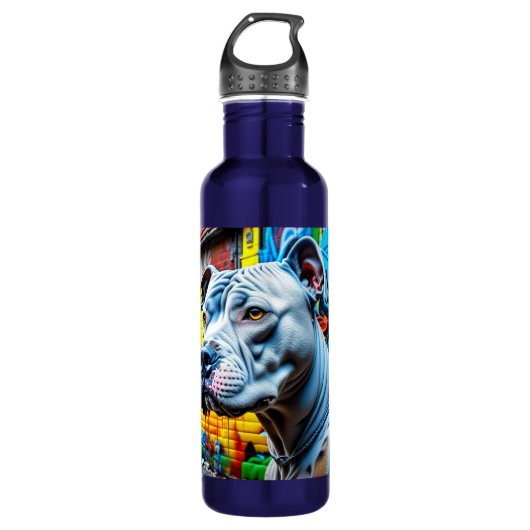 Urban Graffiti Street Art Pitbull Edelstahlflasche (Vorderseite)