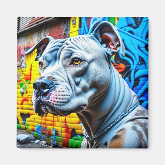 Urban Graffiti Street Art Pitbull Magnet (Vorne)