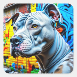 Urban Graffiti Street Art Pitbull Quadratischer Aufkleber