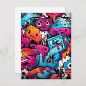 Urban Graffiti Street Art Splash Ankündigungspostkarte (Vorne/Hinten)