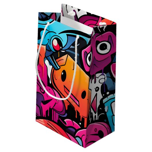 Urban Graffiti Street Art Splash Kleine Geschenktüte (Rückseite Schrägansicht)