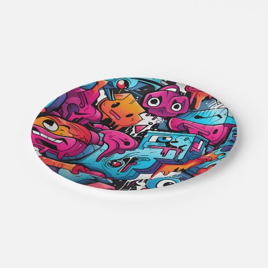 Urban Graffiti Street Art Splash Pappteller (Schrägansicht)