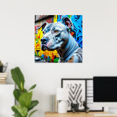 Urban Graffiti Street Art White Pitbull Lover Poster (Heimbüro)