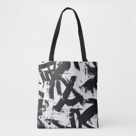 Urban Graffiti Tote Bag - Schwarzweiß Abstrakt Tasche