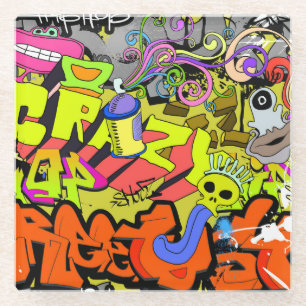 Urban Graffiti: Vintage Kunstmauer Glasuntersetzer