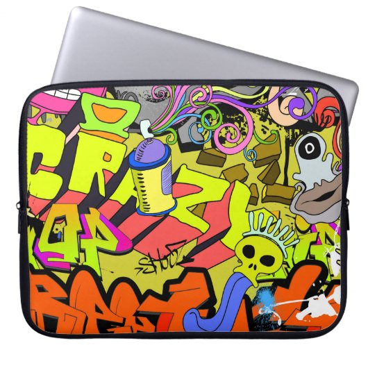 Urban Graffiti: Vintage Kunstmauer Laptopschutzhülle (Vorderseite)