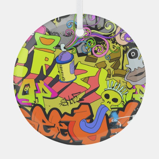 Urban Graffiti: Vintage Kunstmauer Ornament Aus Glas (Vorderseite)