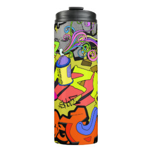 Urban Graffiti: Vintage Kunstmauer Thermosbecher