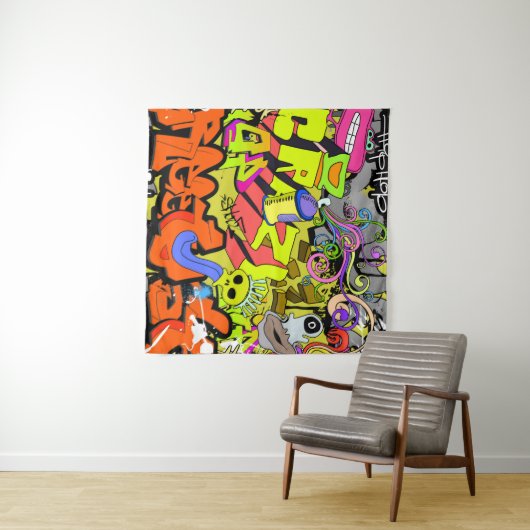 Urban Graffiti: Vintage Kunstmauer Wandteppich (Beispiel (Horizontal))