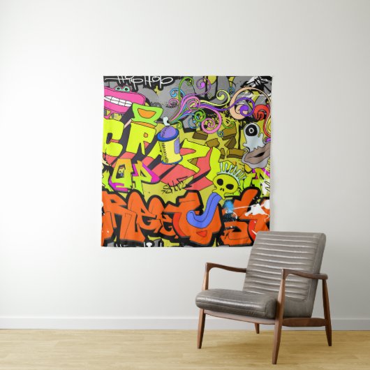 Urban Graffiti: Vintage Kunstmauer Wandteppich (Beispiel)