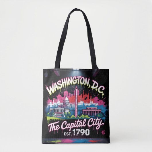 Urban Graffiti Washington D.C. Skyline Street Art Tasche (Vorderseite)
