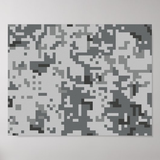 Urban-Grau-Pixel-Tarnmuster Poster (Vorne)
