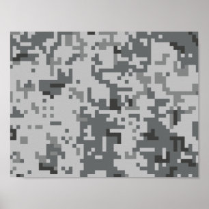 Urban Gray Pixel Camouflage Muster Poster