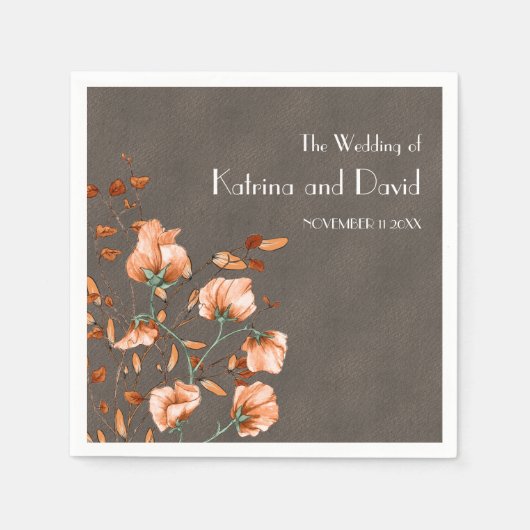 Urban Gray Rustic Burnt Orange Hochzeit im Herbst Serviette (Vorderseite)