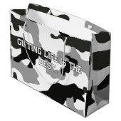 Urban Grey Camouflage Nr. 15 Print Große Geschenktüte (Rückseite Schrägansicht)