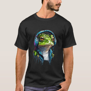 Urban Groove: Bunter Frosch mit Kopfhörern T-Shirt