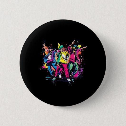Urban Hip Hop Dancing Novelty Graffiti Grafik Button (Vorderseite)
