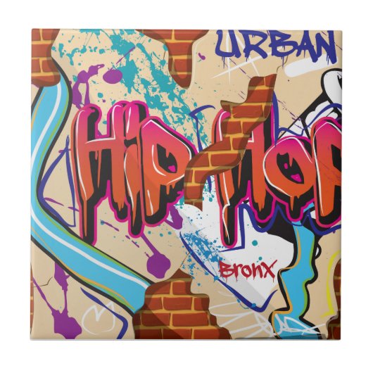 Urban Hip Hop Graffiti Wall. Fliese (Vorderseite)