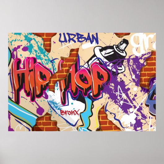 Urban Hip Hop Graffiti Wall. Poster (Vorne)
