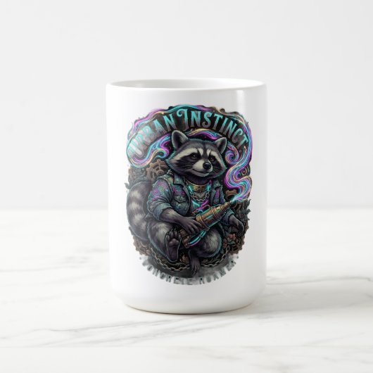 Urban Instinct Waschbär Langarmshirt Kaffeetasse (Mittel)