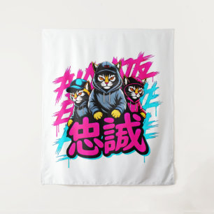 Urban Japanese Cat Crew - Wandkunst für Schlafzimm Wandteppich