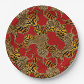Urban Jungle Animal Print On Red Pappteller (Vorderseite)