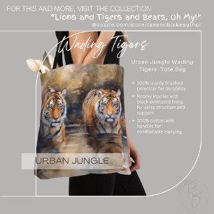 Urban Jungle Wading Tigers Tote Bag Tasche