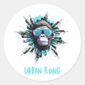 Urban Kong - Cooler Gorilla mit Sonnenbrille Stree Runder Aufkleber (Vorderseite)