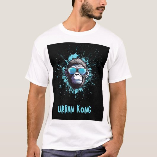 Urban Kong Gorilla Design – Blue & Black Streetwea T-Shirt (Vorderseite)