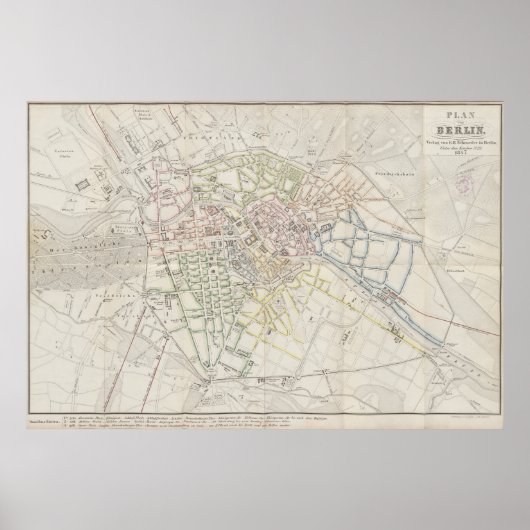 Urban Layout Plan of Berlin from 1847, German Map Poster (Vorne)