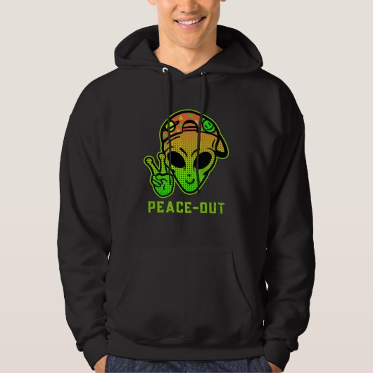 Urban Legend Alien Streetwear PEACE OUT Hoodie (Vorderseite)