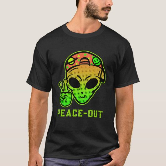 Urban Legend Alien Streetwear PEACE OUT T-Shirt (Vorderseite)
