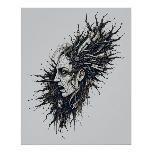 Urban Mind Explosion Abstract Surreal Portrait Cit Poster (Vorderseite)