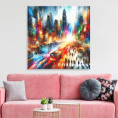 Urban Mirage: Abstraktes Stadtbild Leinwanddruck (Insitu (Wohnzimmer))